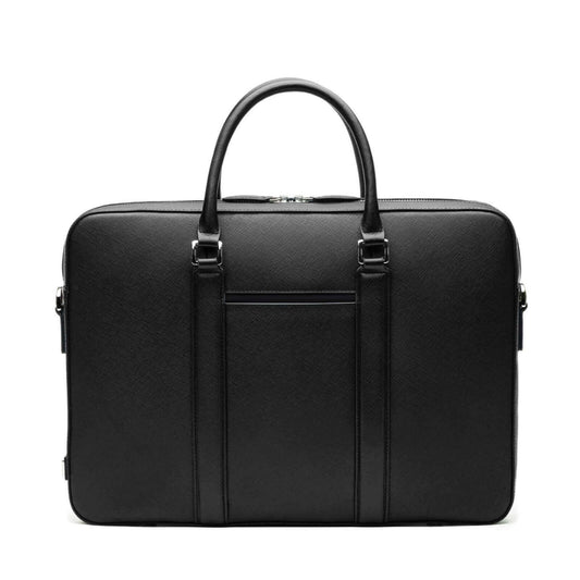 . Manhattan Deluxe Leather Briefcase Black